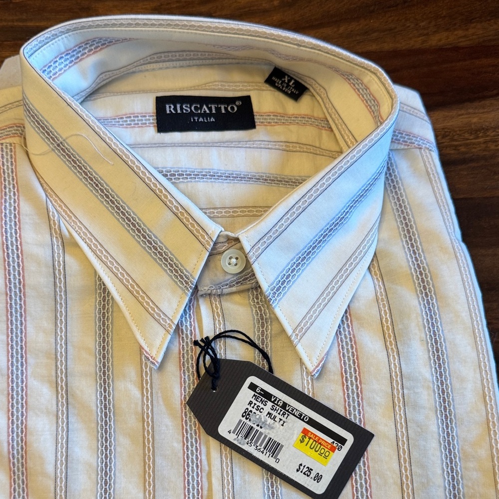 Rosario Men's Italian Cream Striped Shirt